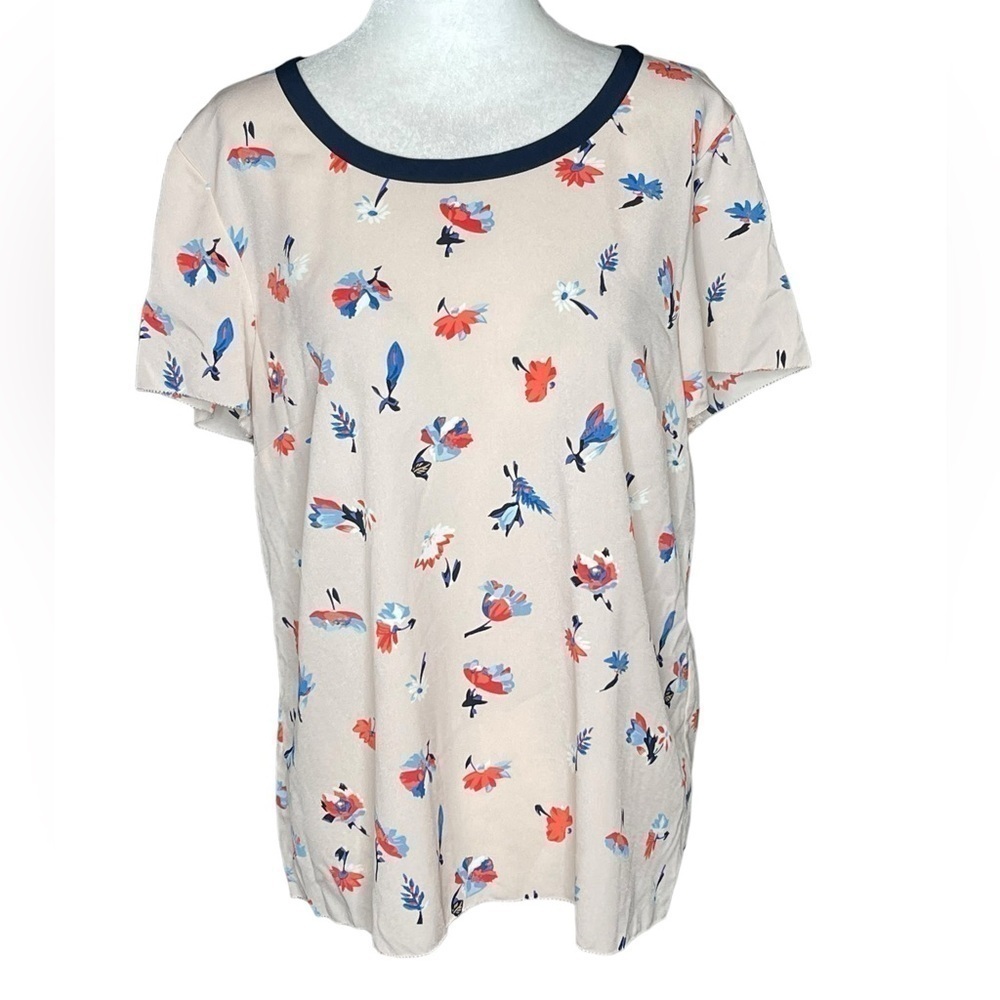 Talbots Floral Career Work Blouse Short Sleeves Size 10